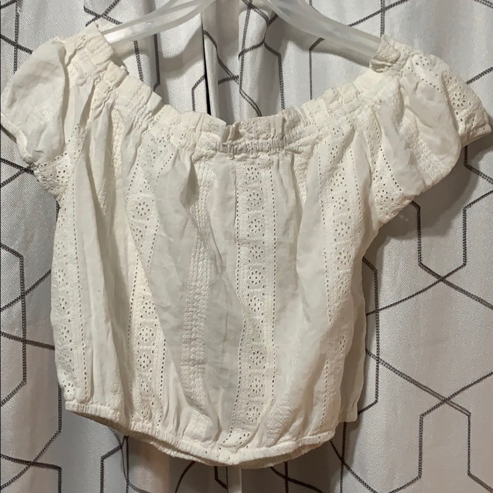 white lace off the shoulder top